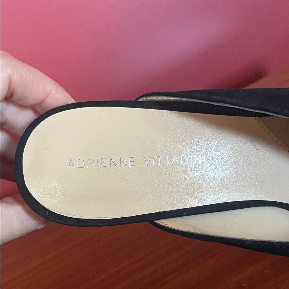 Like new Adrienne Vittadini Black Suede Mules - Picture 2 of 16